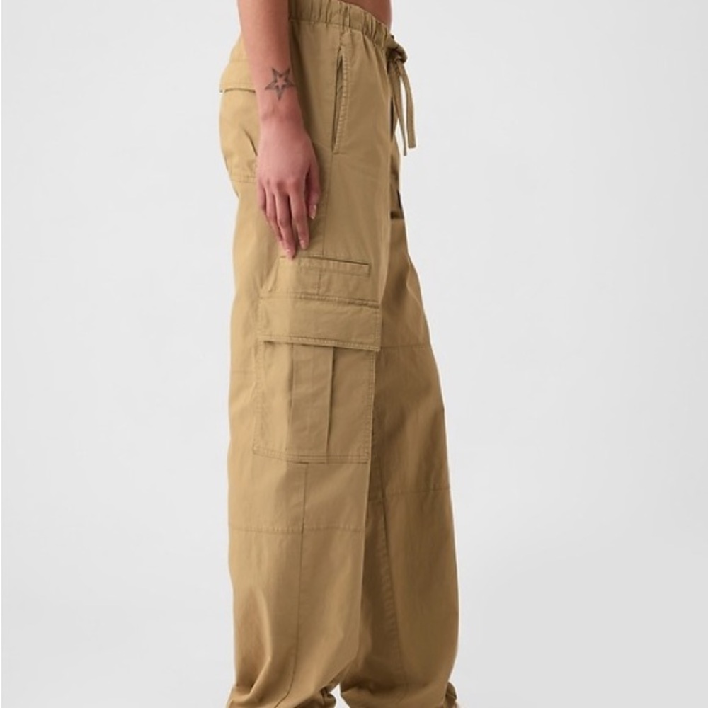 Gap Fine Twill Tan Street Wear Baggy Wide Leg Oversized Cargo Pants - Picture 3 of 5